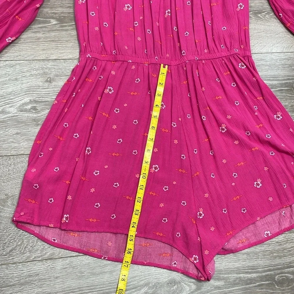NWOT Mudd Boho Pink 3/4 Bell Sleeve Romper PomPom Detail XXL